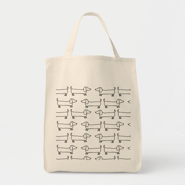 Tote Bag Teckel dans noir-blanc (Devant)