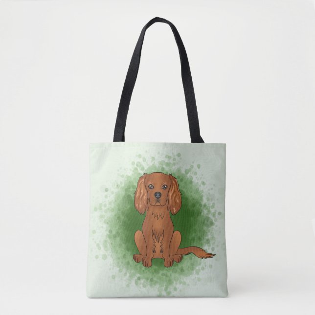 Tote Bag Teckie Cavalier King Charles Spaniel Chien sur Ver (Devant)