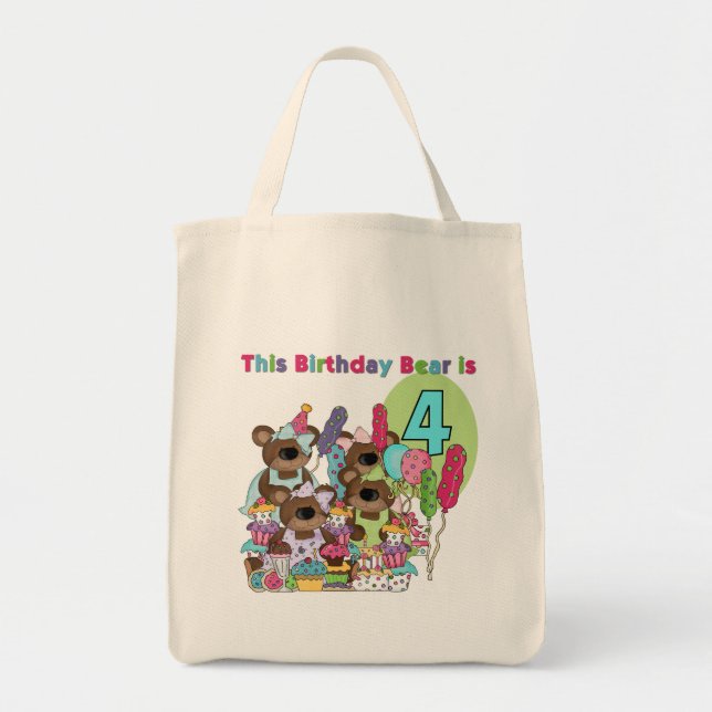 Tote Bag Teddy Bear Party 4th Birthday Tshirts et cadeaux (Devant)