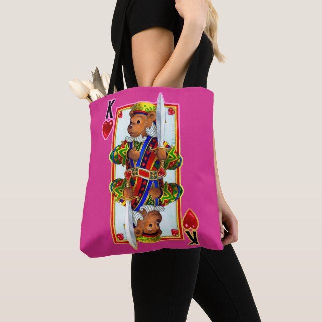 Tote Bag Teddy Bear Roi des Coeurs (De près)