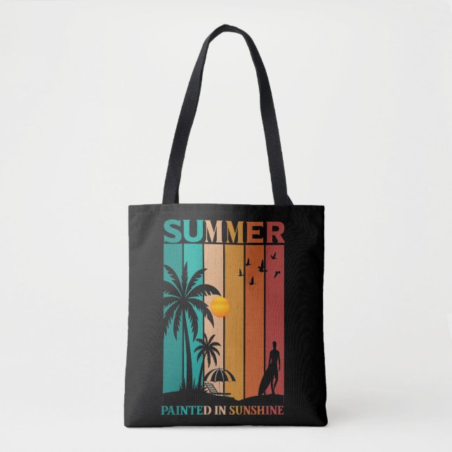 Tote Bag Tee Peint dans le Soleil Rétro Été (Devant)