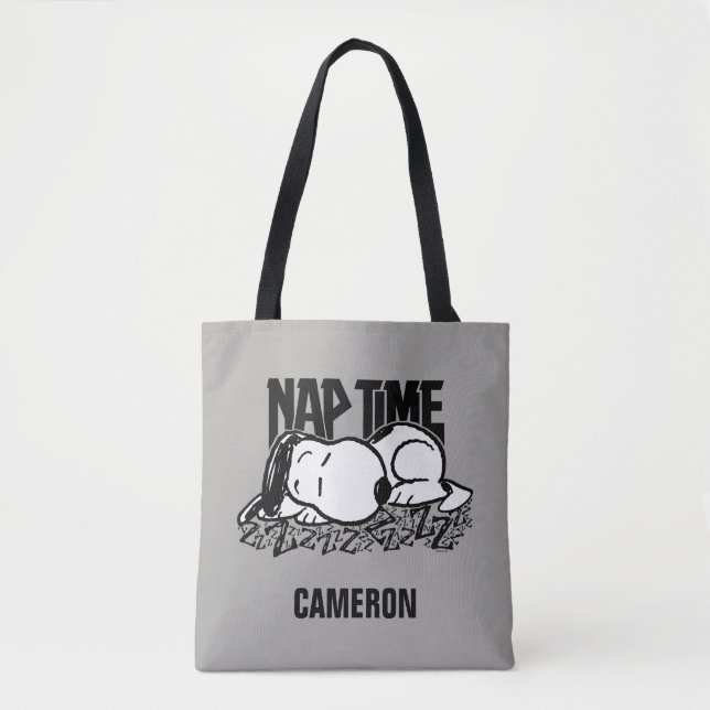 Tote Bag Tee - shirt | Snoopy Nap Time | Ajouter Votre Nom (Devant)