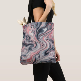Tote Bag Teintes tourbillonnantes de rose, gris et blanc