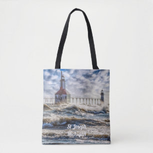 Tote Bag Tempête Au Phare St Joseph