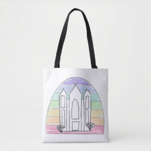 Tote Bag Temple LDS Salt Lake City coucher de soleil arc-en