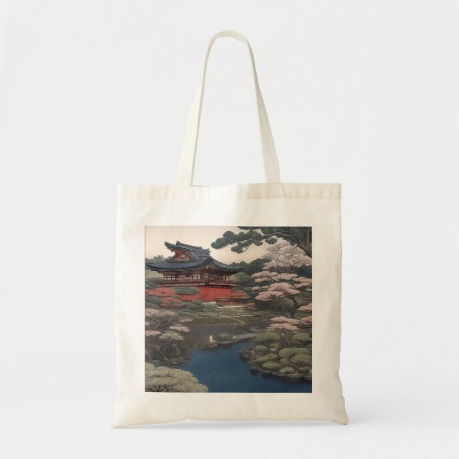 Tote bag - Temple on the river - Japan (Devant)