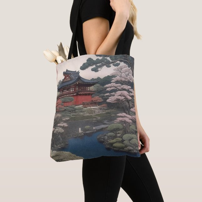 Tote bag - Temple on the river - Japan (De près)