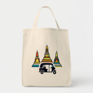 Tote Bag Temples thaïlandais et tuk tuks