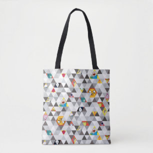 Tote Bag Temps d'aventure   Motif de caractères triangulair