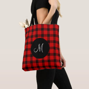 Tote Bag Tendance Buffalo Rouge Carreaux Noir monogramme