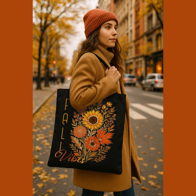 Tote Bag Tendance Florale d'Automne - Typographie Moderne e (Créateur téléchargé)