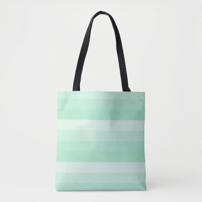 Tote Bag Tendance Mint Green Stripes Design Modèle moderne (Devant)