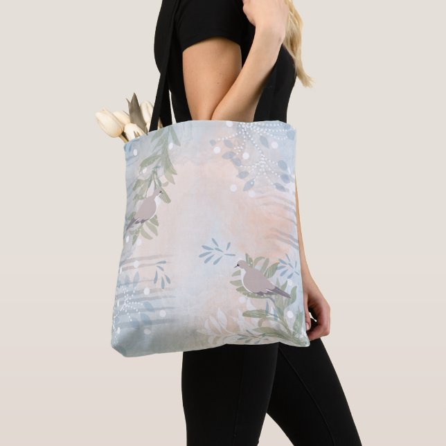 Tote Bag Tendance moderne abstraite florale botanique feuil (De près)