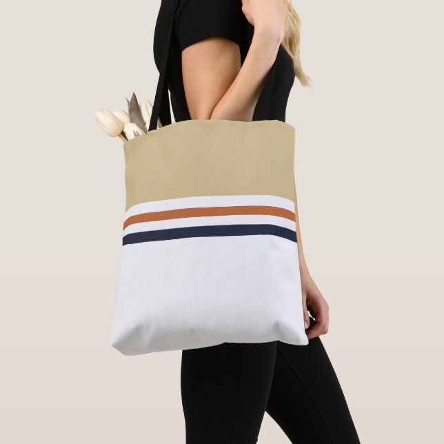 Tote Bag Tendance moderne rétro Rayures rayé (De près)