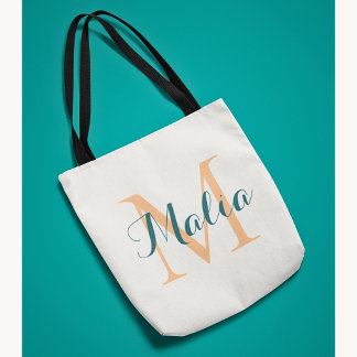 Tote Bag Tendance Personnalisé Monogramme Tropical Été Plag