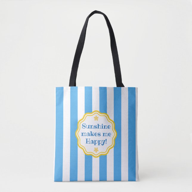 Tote Bag Tendance Sunshine Bleu & Blanc Large bande (Devant)
