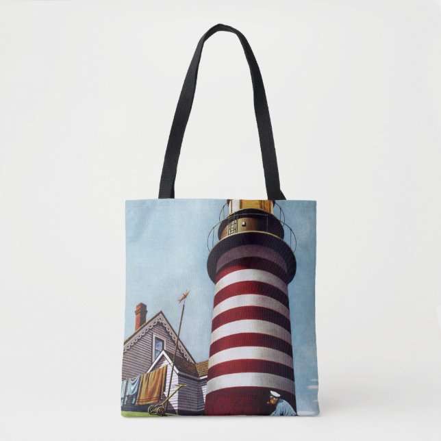 Tote Bag Teneur de phare par Stevan Dohanos (Devant)