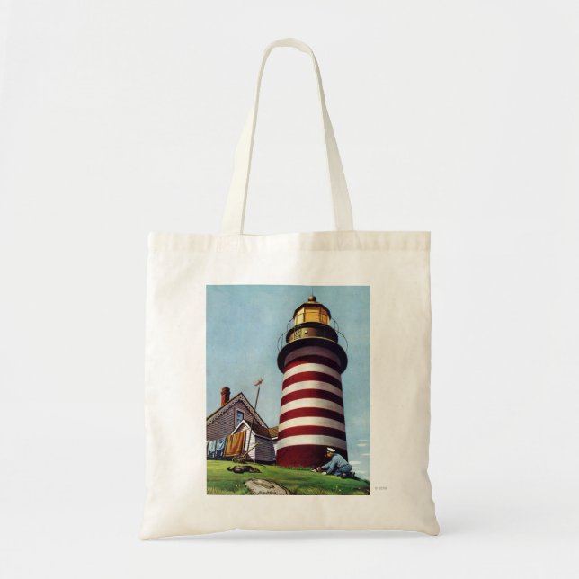Tote Bag Teneur de phare par Stevan Dohanos (Devant)