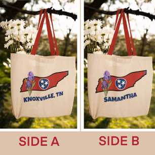 Tote Bag Tennessee Drapeau et Fleur pourpre Iris Texte pers