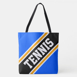 Tote Bag TENNIS Dynamique Bleu Clair Noir Orange Rayures