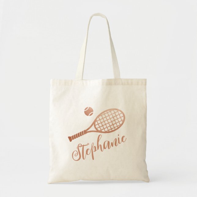 Tote Bag Tennis Nom de script personnalisé Cuivre Terracott (Devant)