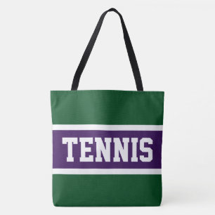 Tote Bag TENNIS Sportif Violet Vert Blanc Athlétique Rayure