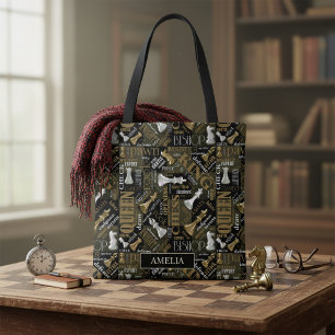 Tote Bag Termes et pièces d'échecs Argent et Or ID784
