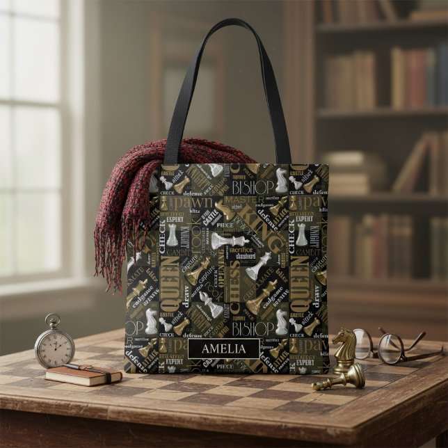 Tote Bag Termes et pièces d'échecs Argent et Or ID784 (Créateur téléchargé)