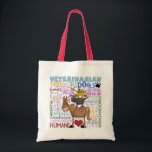 Tote Bag Termes Vétérinaires Art Subway<br><div class="desc">Un métro coloré est une image inspirée de termes vétérinaires avec des animaux et des symboles qui cravate dans ce qu'il est d'être un vétérinaire. Design original par Christie Black de ©Creations from the Heart.</div>