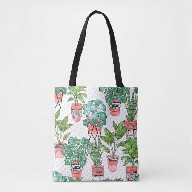 Tote Bag Terra Cotta Plante Pots Motif. (Devant)