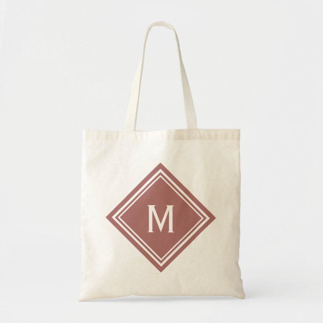 Tote Bag Terra Cotta Red Diamond Monogramme (Devant)
