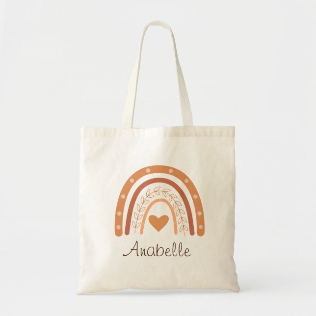 Tote Bag Terracotta Boho Rainbow Nom des enfants (Devant)