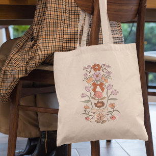 Tote Bag Terracotta Bows and Blossoms Floral