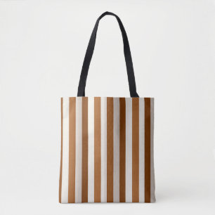 Tote Bag Terracotta Chaude et Rayure Verticale Crème