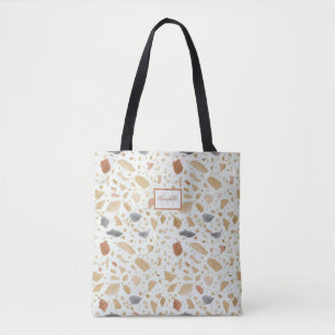 Tote Bag Terracotta Terrazo Moderne Abstrait w Nom du monog