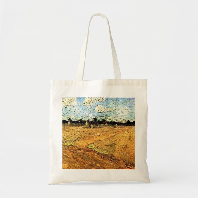 Tote Bag Terrain coulé (les Furrows) par Vincent van Gogh (Devant)