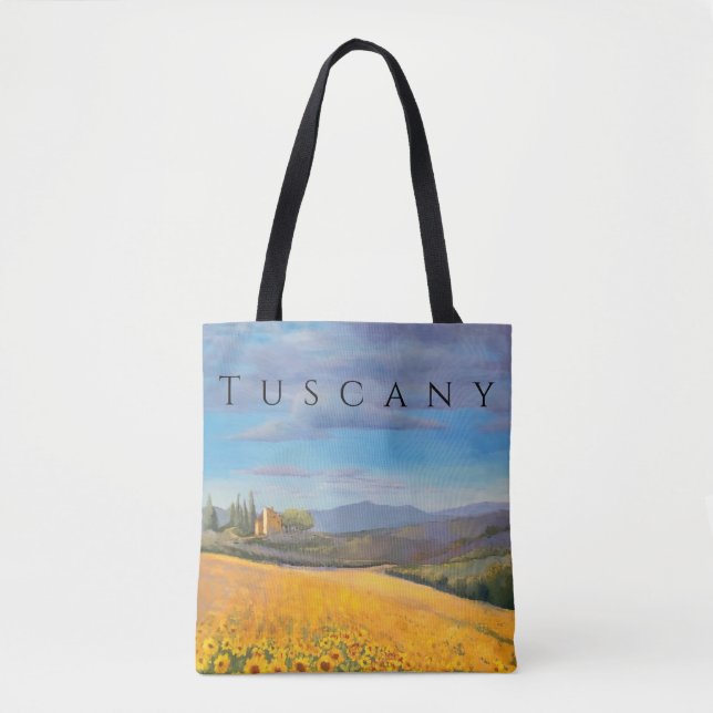 Tote Bag Terrain De Tournesol En Toscane (Devant)