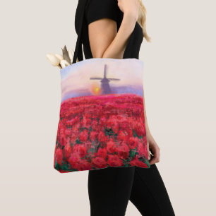 Tote Bag Terrain Tulips - Paysage - Printemps aux Pays-Bas