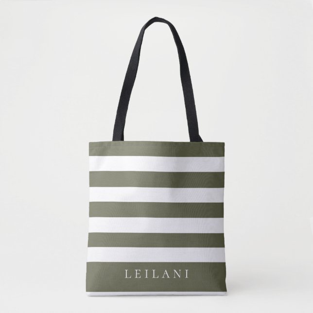 Tote Bag Terrarium tendance Moss Green Stripe Motif (Devant)