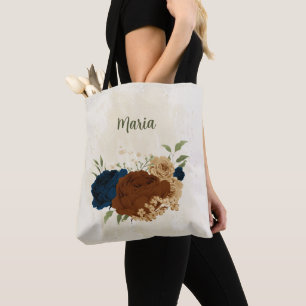 Tote Bag terre cuite marine floral