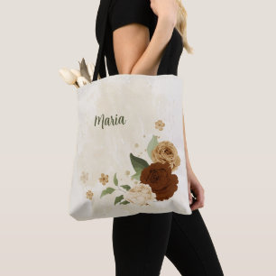 Tote Bag terre cuite ton floral