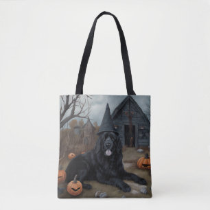 Tote Bag Terre-Neuve Citrouille Halloween effroi