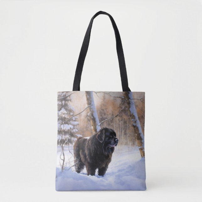 Tote Bag Terre-Neuve Laissons neiger Noël (Devant)