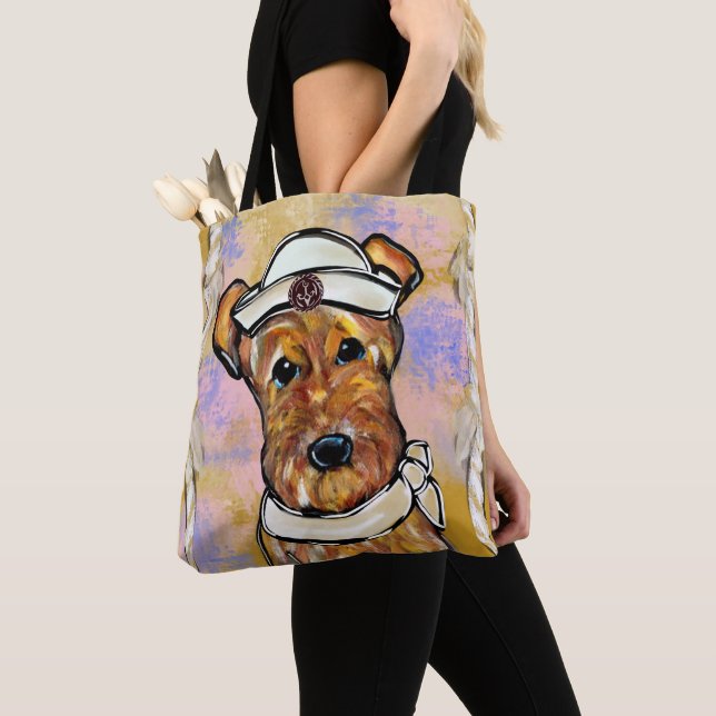 TOTE BAG TERRIER AIREDALE   (De près)