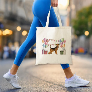Tote Bag Terrier Airedale Anniversaire Avec Couleurs Pastel