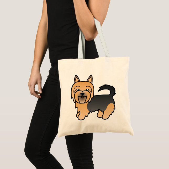 Tote Bag Terrier Australien Cartoon Bleu Et Tan (Devant (produit))