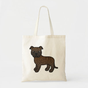 Tote Bag Terrier Bull Staffordshire Bringé Chien de Dessin
