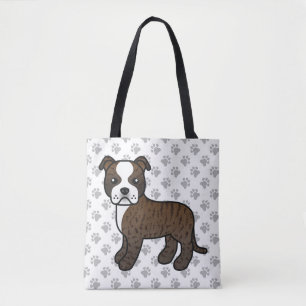 Tote Bag Terrier Bull Staffordshire Bringé Et Blanc Chien