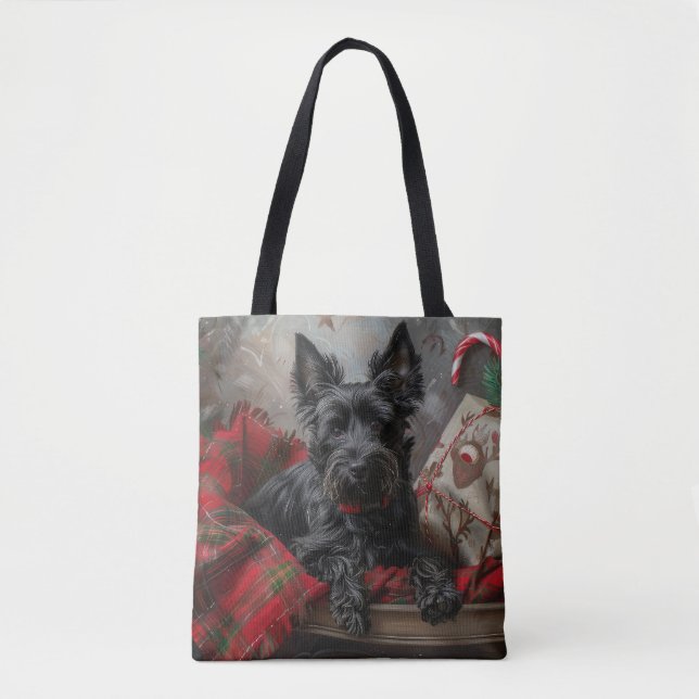 Tote Bag Térrier Écossais Noël Fête (Devant)
