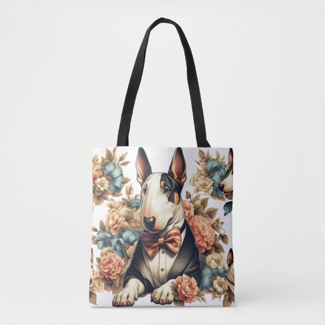 Tote Bag Terrier Floral Cute Retro (Devant)